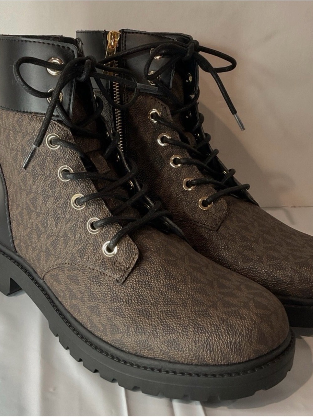 Michael Kors Brown Logo Lace-Up Ankle Boots